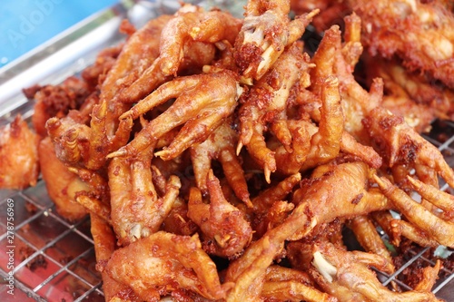 Fried chicken feet delicious in street food