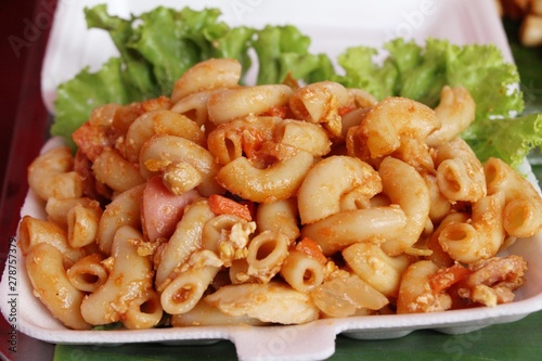 Spaghetti with pork delicious at street food