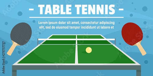 Table tennis sport concept banner. Flat illustration of table tennis sport vector concept banner for web design