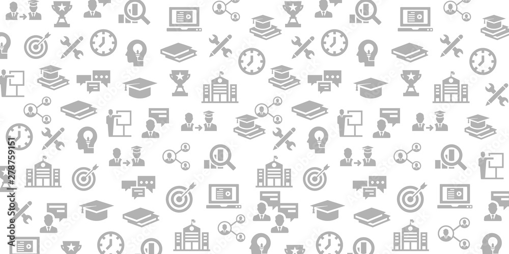 Vector set of design templates and elements for Education in trendy linear style - Seamless patterns with linear icons related to Education Vector set of design templates and elements for Education in trendy linear style - Seamless patterns with linear icons related to Education