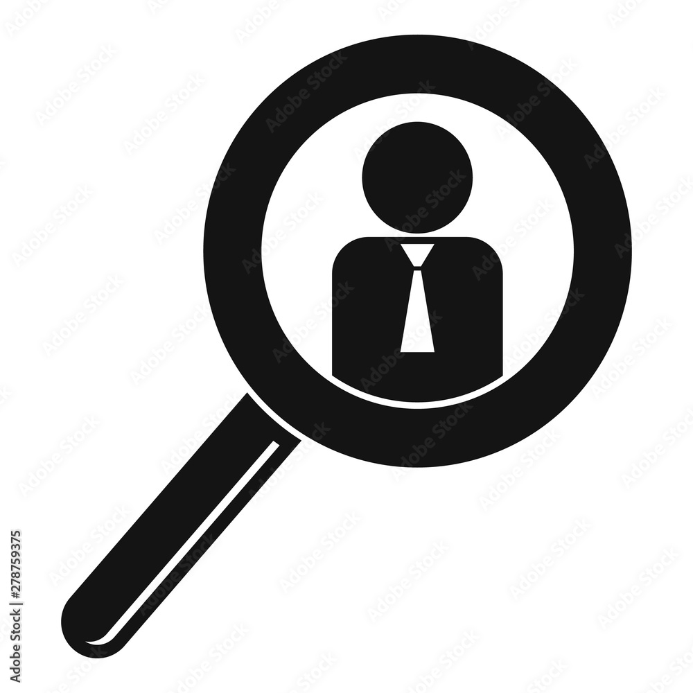 Man magnify glass icon. Simple illustration of man magnify glass vector icon for web design isolated on white background Man magnify glass icon. Simple illustration of man magnify glass vector icon for web design isolated on white background