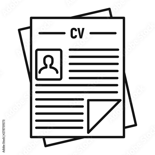 Cv papers icon. Outline cv papers vector icon for web design isolated on white background