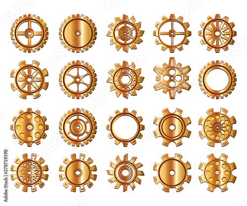 Set  gears in the style of steampunk. Vector illustration.
