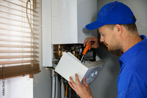 house gas heating boiler maintenance and repair service photo