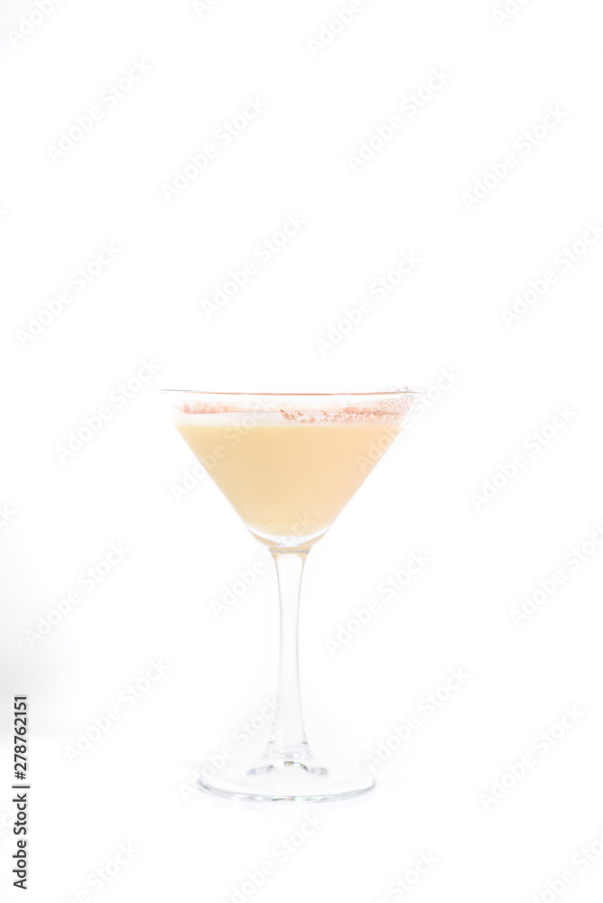 Tasty Brandy Alexander cocktail on a white background Tasty Brandy Alexander cocktail on a white background