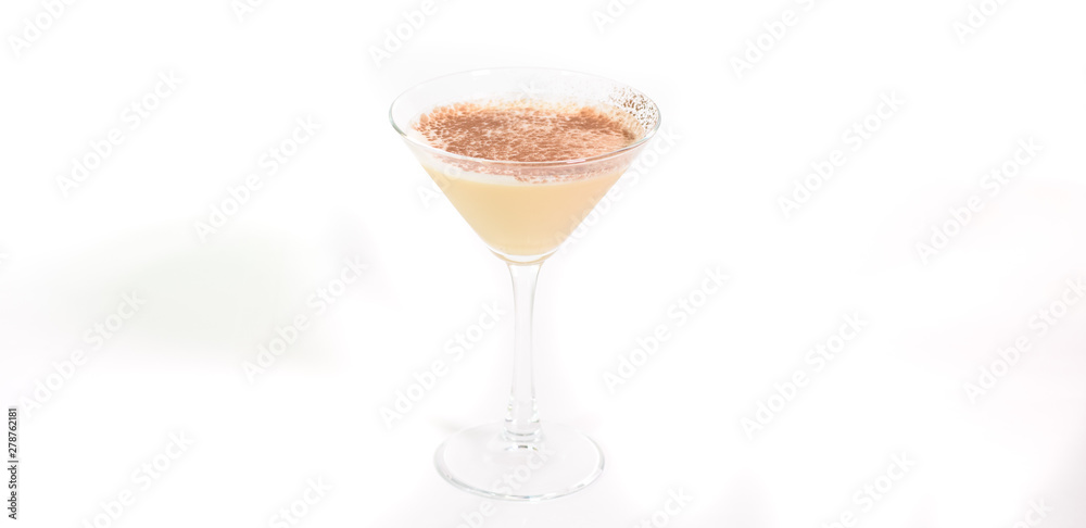Tasty Brandy Alexander cocktail on a white background Tasty Brandy Alexander cocktail on a white background