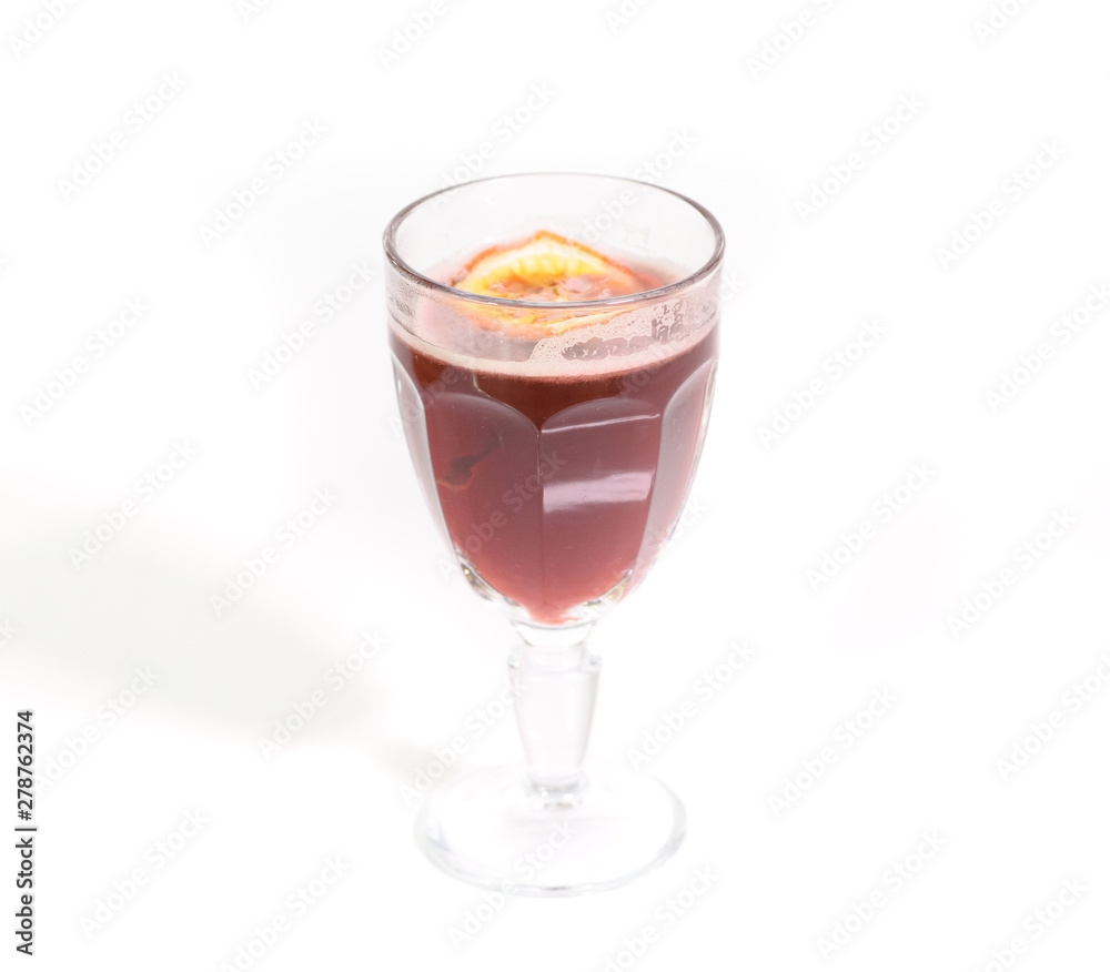 Tasty cherry grog cocktail on a white background Tasty cherry grog cocktail on a white background