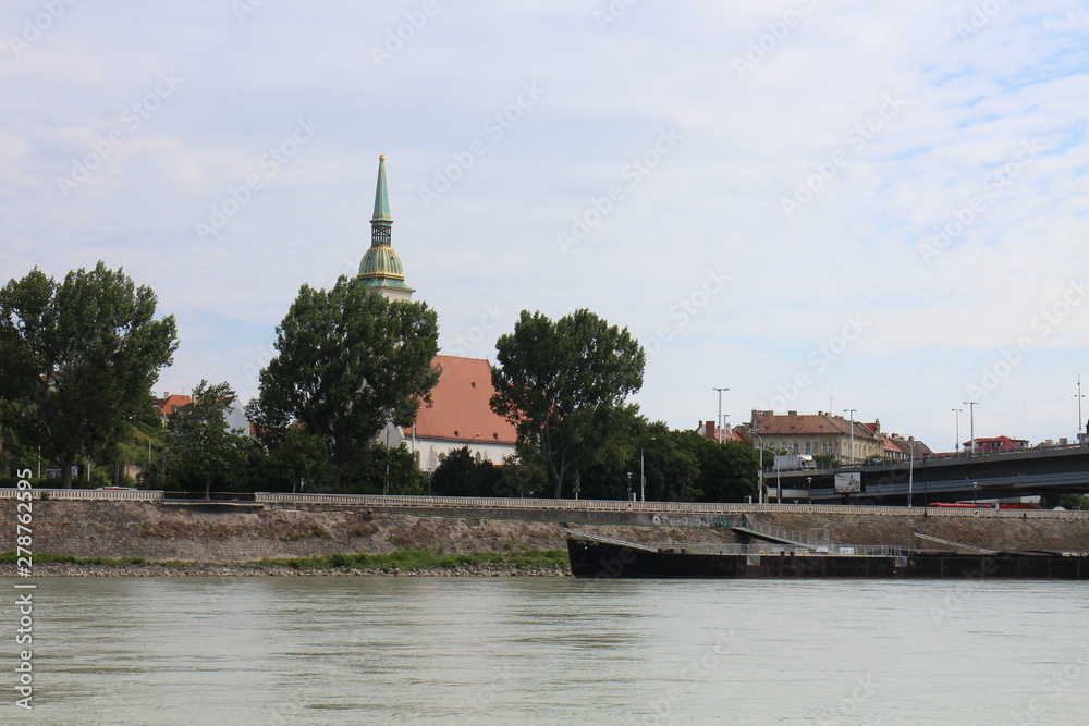 St Martin's Cathedral  and  Danube river in Bratislava, Slovakia