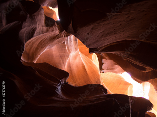 Antelope canyon rocks and light beams