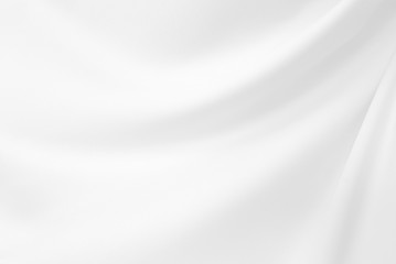 Closeup  elegant crumpled of white silk fabric cloth background and texture. Luxury background design.-Image.