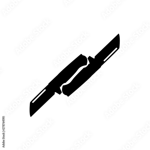the image the black silhouettes of two knives making a logo for use in advertizing and business and a web design