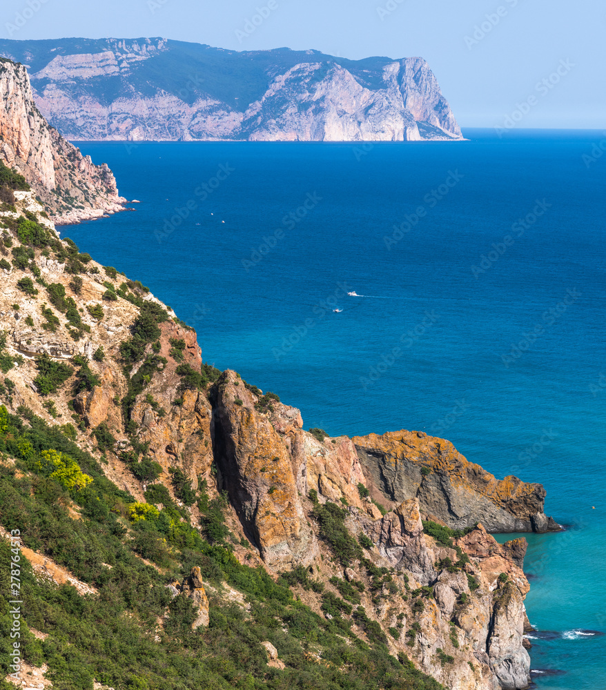 Landscape of the Black Sea coast in a Crimea. Aya Cape