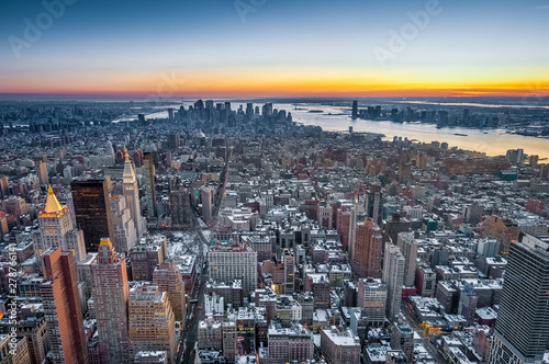 Dusk in Lower Manhattan  New York  United States.