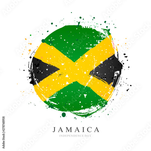 Jamaican flag in the form of a large circle.