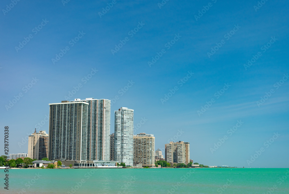 Skyline of Edgewater and Rogers Park with Lake Michigan in Chicago Skyline of Edgewater and Rogers Park with Lake Michigan in Chicago