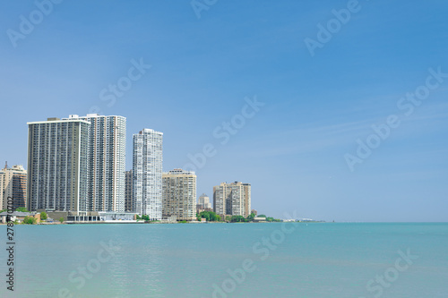 Skyline of Edgewater and Rogers Park with Lake Michigan in Chicago © James