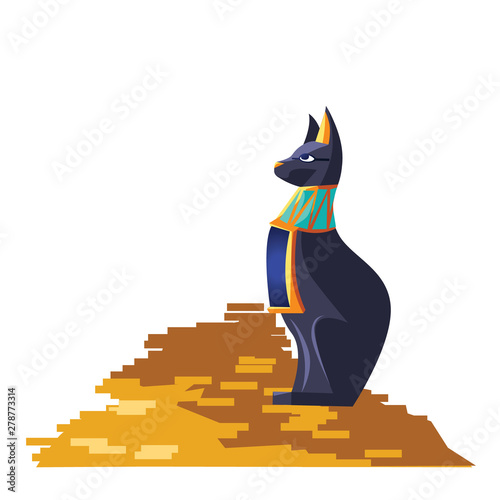 Ancient Egypt goddess cat vector cartoon illustration