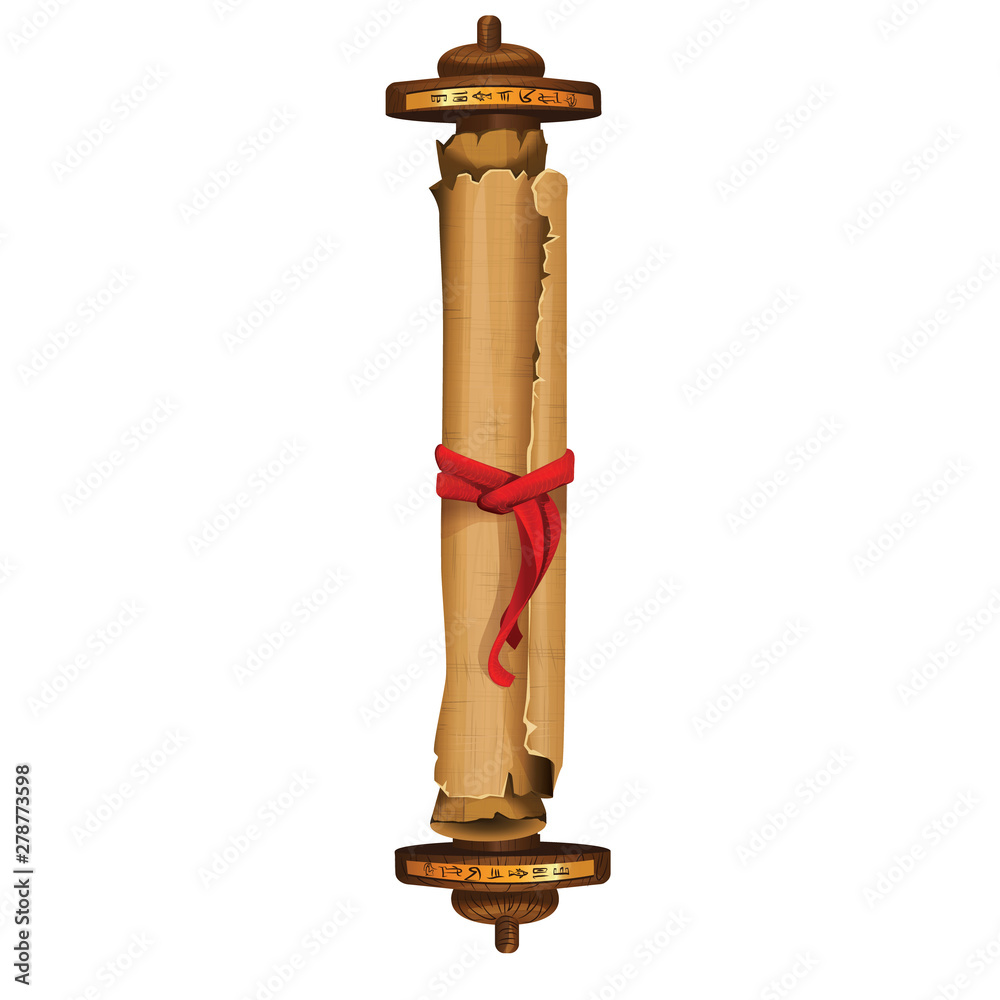 Ancient Egypt papyrus scroll with wooden rod cartoon vector ...