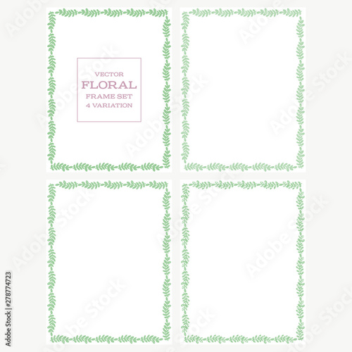 Set of 4 vector floral leaf frame with different texture