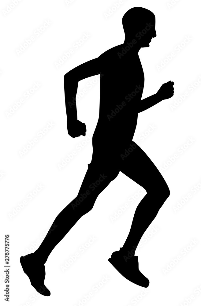 Silhouette noire d'un homme en train de courir lors de son footing Stock  Vector | Adobe Stock