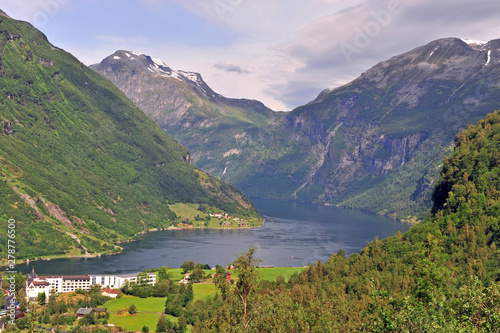 Natural landscape at Geiranger fjord on summer