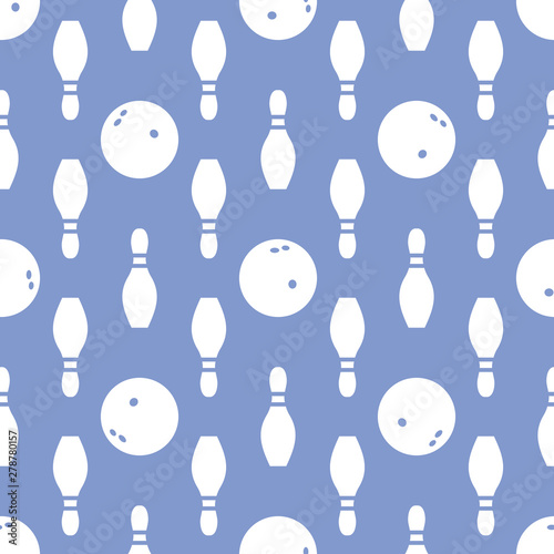 Seamless pattern with bowling pins and bowls.
