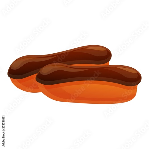 French eclair icon. Cartoon of french eclair vector icon for web design isolated on white background