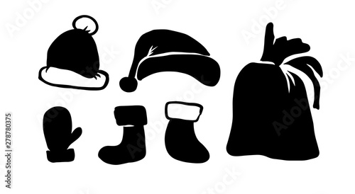 A set of items for Santa Claus. Vector illustration