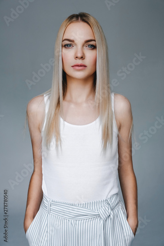 beauty fashion portrait young woman with clear skin