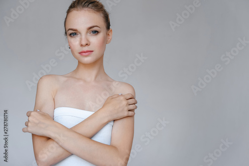 beauty fashion portrait young woman with clear skin