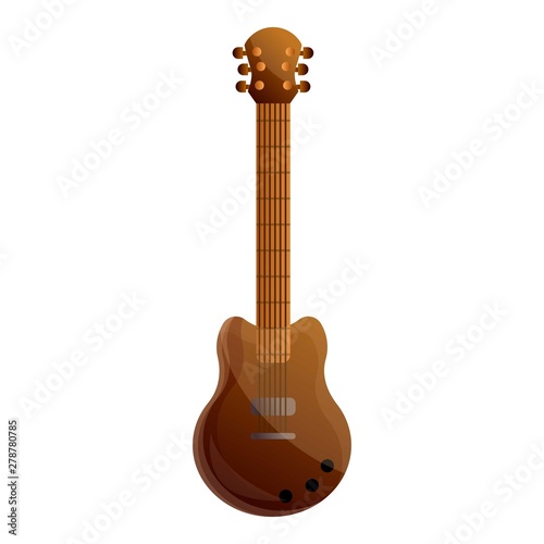 Brown electric guitar icon. Cartoon of brown electric guitar vector icon for web design isolated on white background