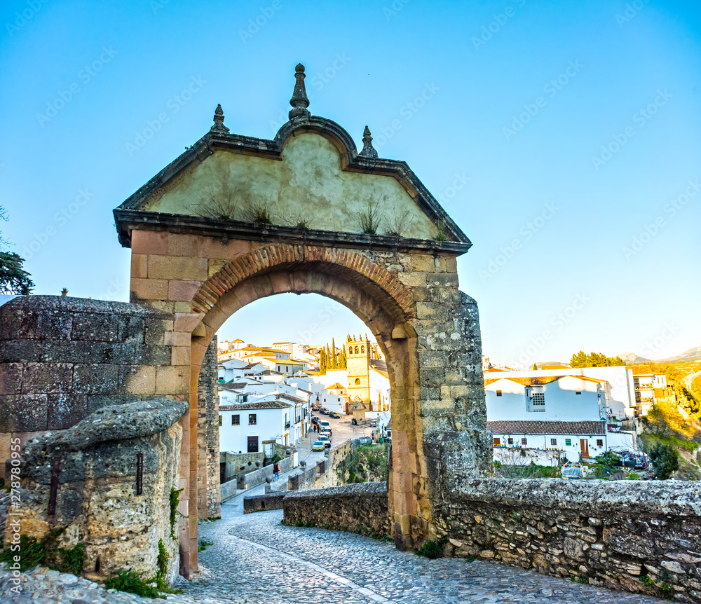 Puerta de Felipe V or Arco de Felipe V, Historic and Artistic Center of Ronda, Ronda, Serrania de Ronda, Malaga, Andalusia, Spain, Iberian Peninsula