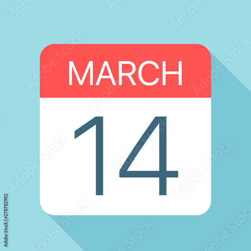 March 14 - Calendar Icon. Vector illustration of one day of month