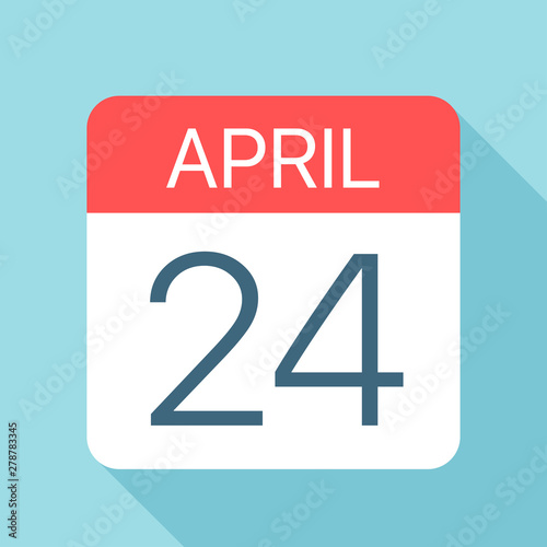 April 24 - Calendar Icon. Vector illustration of one day of month