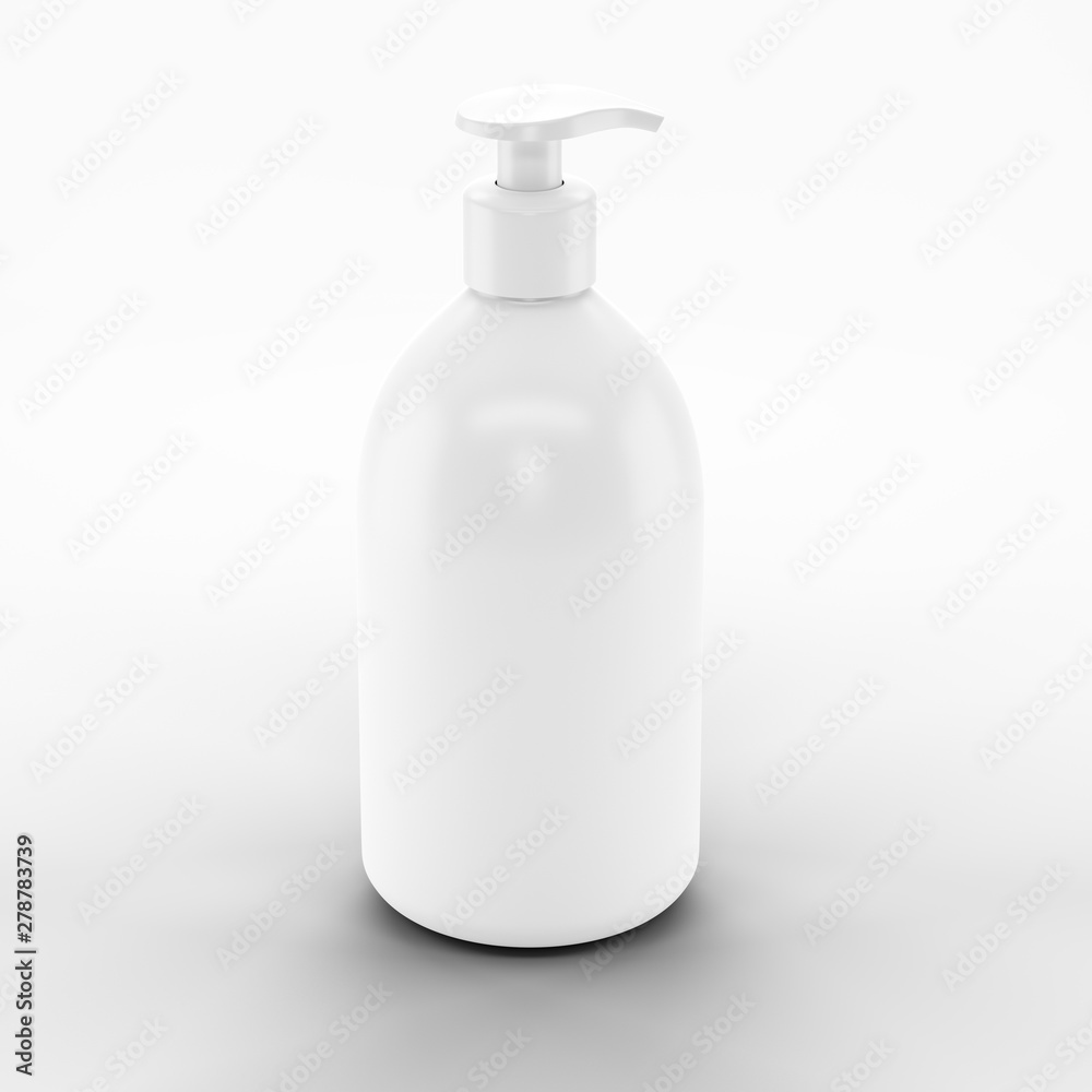 White plastic bottle with dispenser for cosmetic - mockup. 3d illustration