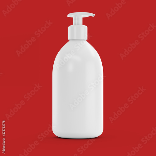 White plastic bottle with dispenser for cosmetic - mockup. 3d illustration