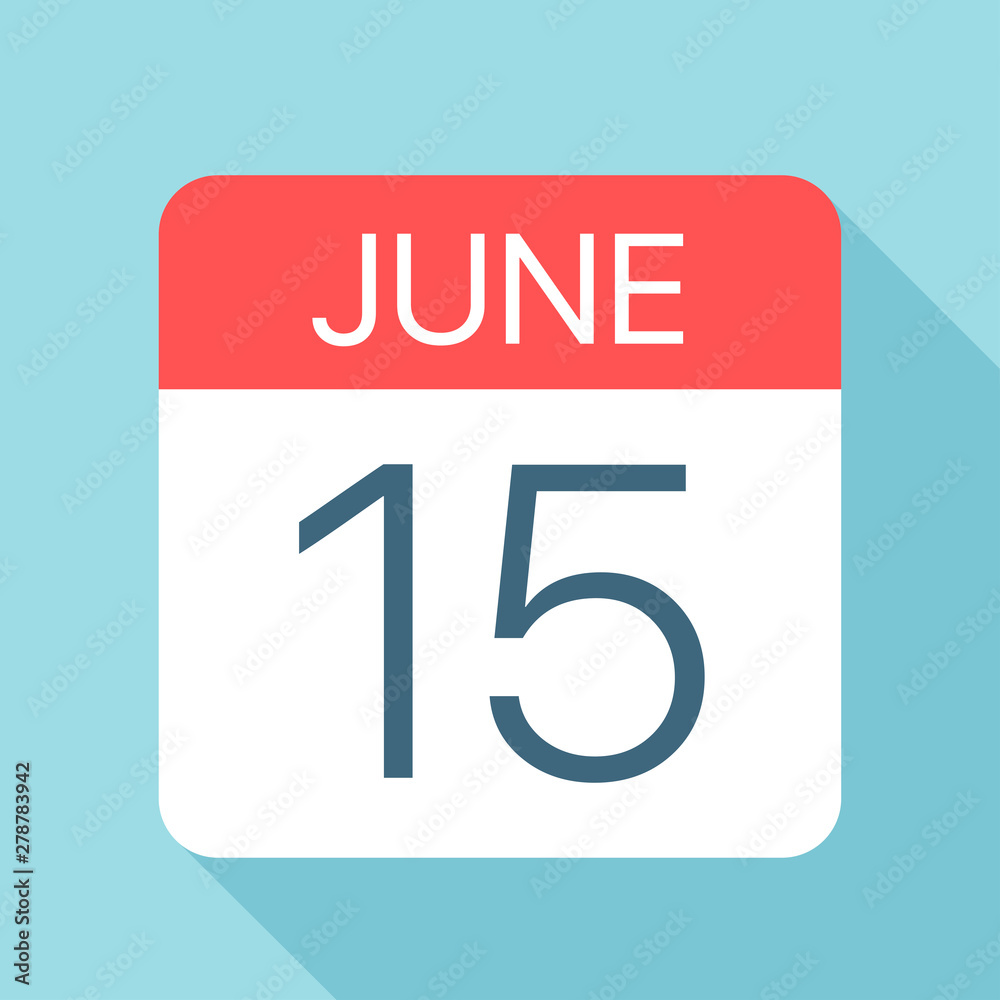 June 15 - Calendar Icon. Vector illustration of one day of month June 15 - Calendar Icon. Vector illustration of one day of month