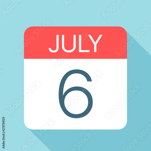 July 6 - Calendar Icon. Vector illustration of one day of month