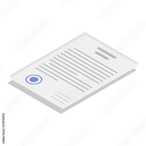 Document papers icon. Isometric of document papers vector icon for web design isolated on white background