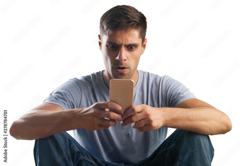 Man with phone. Man with phone.