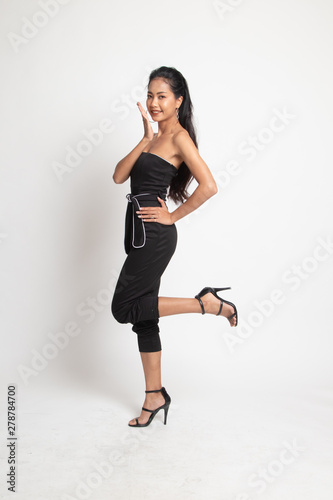 Full body of happy beautiful young asian woman.
