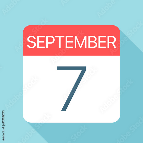 September 7 - Calendar Icon. Vector illustration of one day of month