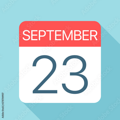 September 23 - Calendar Icon. Vector illustration of one day of month