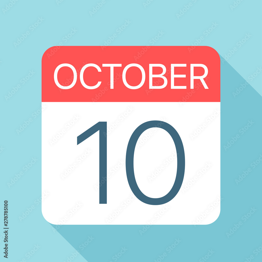 October 10 - Calendar Icon. Vector illustration of one day of month October 10 - Calendar Icon. Vector illustration of one day of month