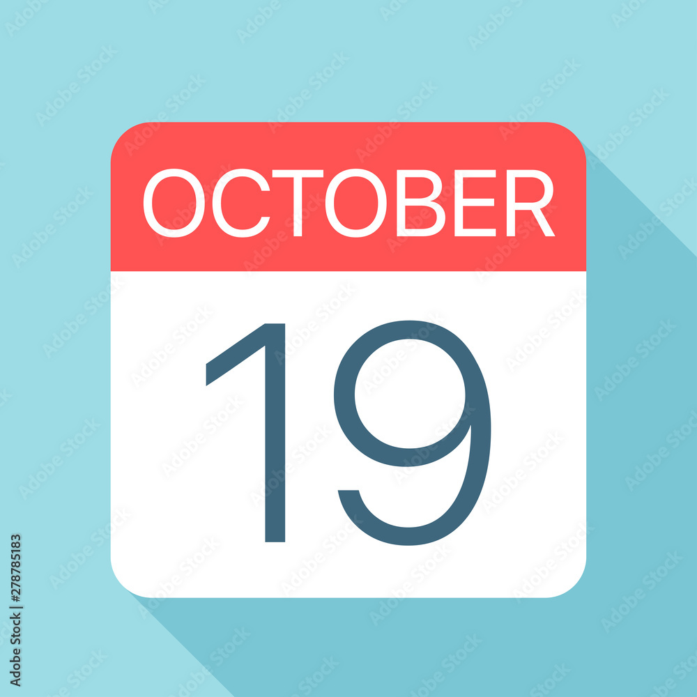 October 19 - Calendar Icon. Vector illustration of one day of month October 19 - Calendar Icon. Vector illustration of one day of month