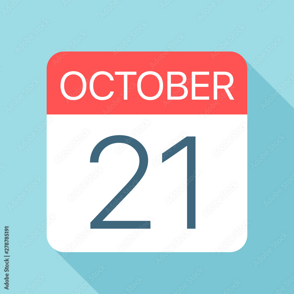 October 21 - Calendar Icon. Vector illustration of one day of month October 21 - Calendar Icon. Vector illustration of one day of month