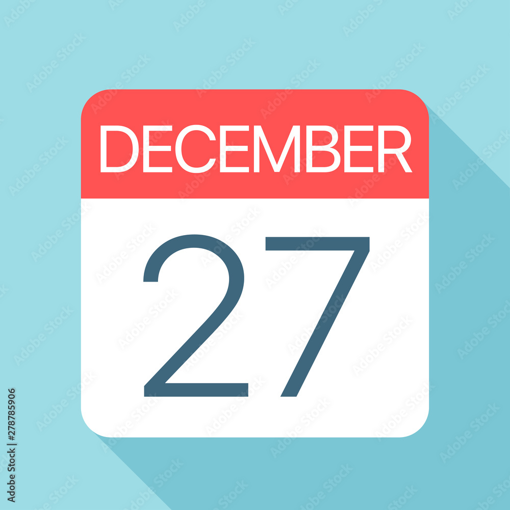 December 27 - Calendar Icon. Vector illustration of one day of month