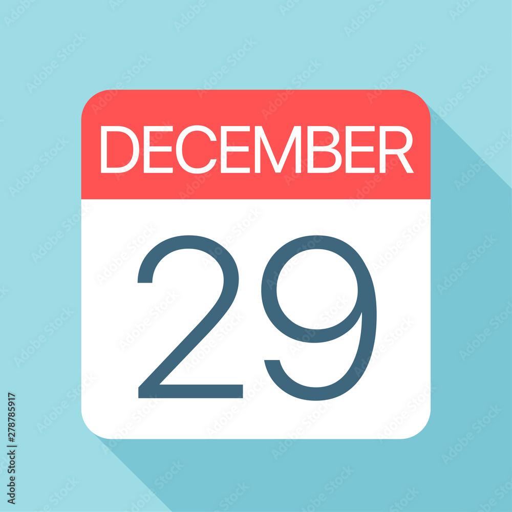 December 29 - Calendar Icon. Vector illustration of one day of month December 29 - Calendar Icon. Vector illustration of one day of month
