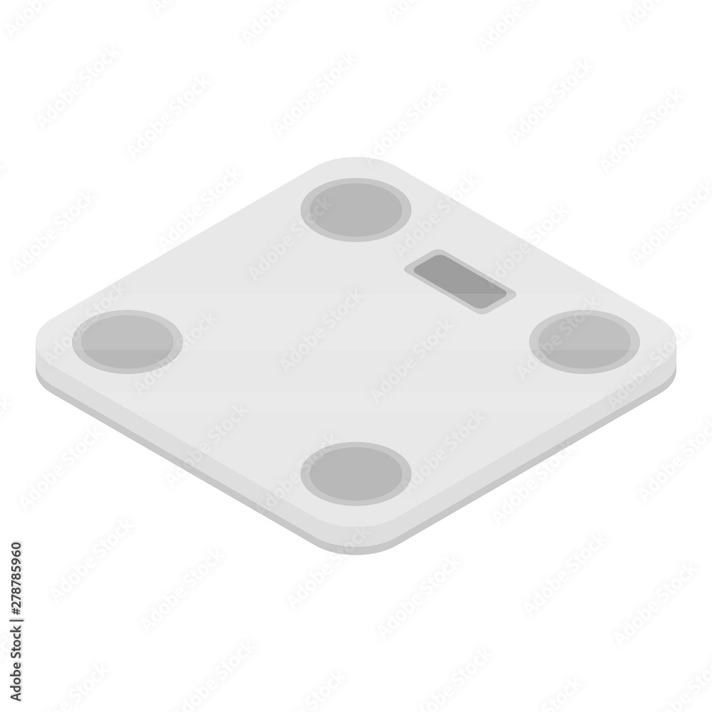 Glass foot scales icon. Isometric of glass foot scales vector icon for web design isolated on white background