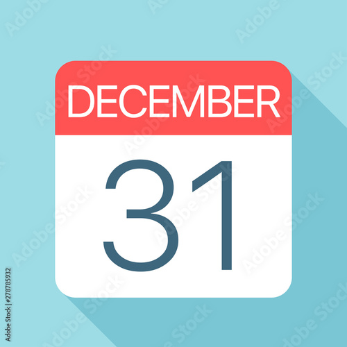 December 31 - Calendar Icon. Vector illustration of one day of month